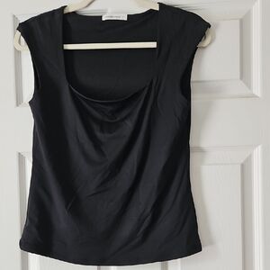 Women's Black Draped Neck Sleeveless Camisole